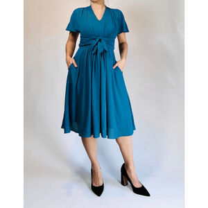 Gal Meets Glam Collection Dress Teal Midi Dress 2P